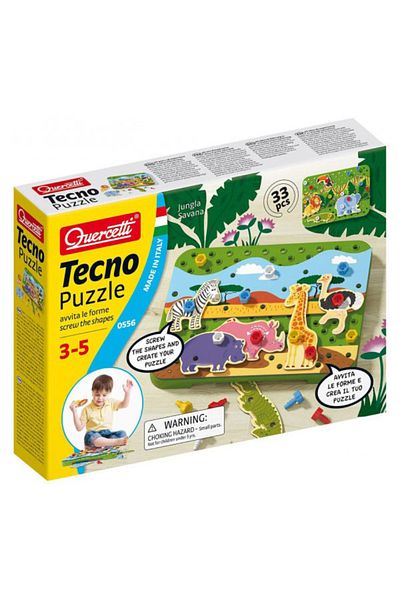 quercetti Joc creativ Tecno Puzzle, Animale din jungla si savana Quercetti