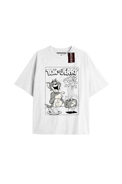 Tarzsokak تي شيرت أبيض للجنسين من رسوم متحركة توم وجيري