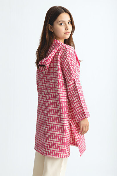 Suede Style 1819 Comfortable Stylish Women's Woven Hooded Zippered Tunic