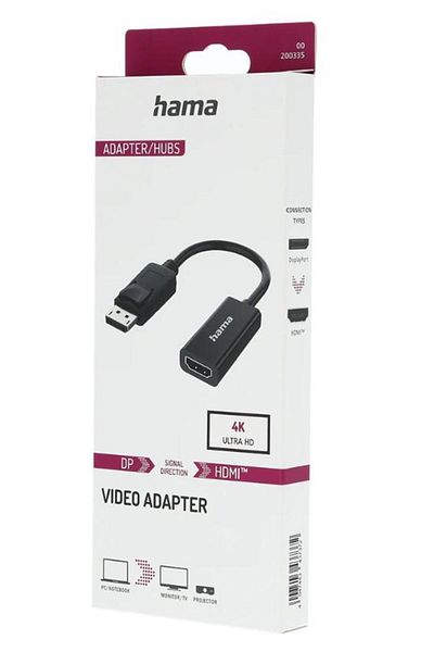 Hama Adaptor DisplayPort - HDMI Hama 200335, Ultra-HD 4K (Negru)
