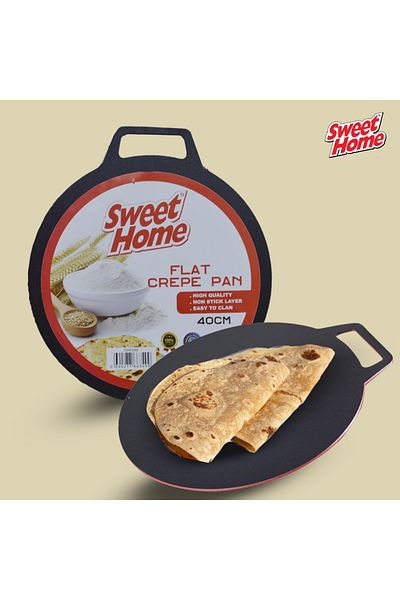Sweet Home Nonstick Flat Crepe Pan 40cm, Durable Aluminum Griddle for Perfect Dosas, and Tortillas