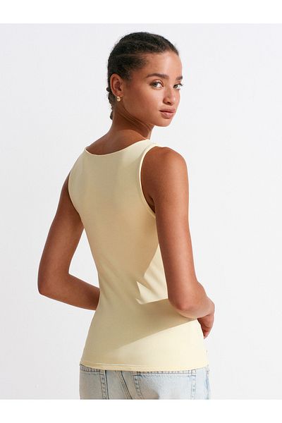 Dilvin 20977 Thick Strap Polyamide Undershirt-Yellow