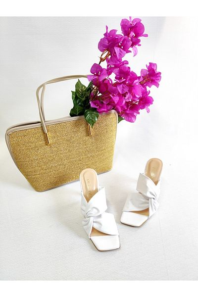 Of&Off WOMEN'S GENUINE LEATHER HEELED SLIPPERS