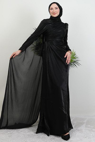 GİYZAMİLA Burcu Hijab βραδινό φόρεμα μαύρο