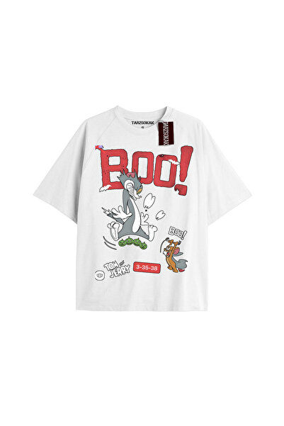 Tarzsokak تي شيرت أبيض للجنسين من رسوم متحركة توم وجيري