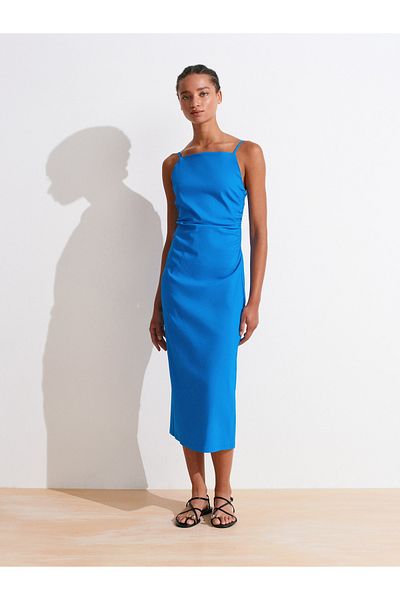 Dilvin 91479 Rochie Midi cu șnur-Saks
