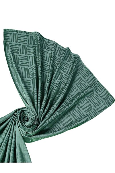 mim eşarp Șal Jacquard cu Textură Mătăsos și Motiv Geometric 75x190 cm