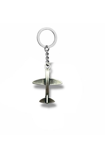 Herşey Nota Minimal Airplane Figured Keychain – Silver Color Elegant Unisex Aviation Accessory