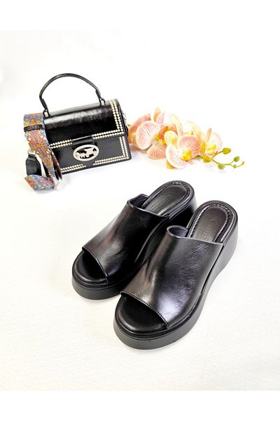Of&Off Women's Genuine Leather Slippers