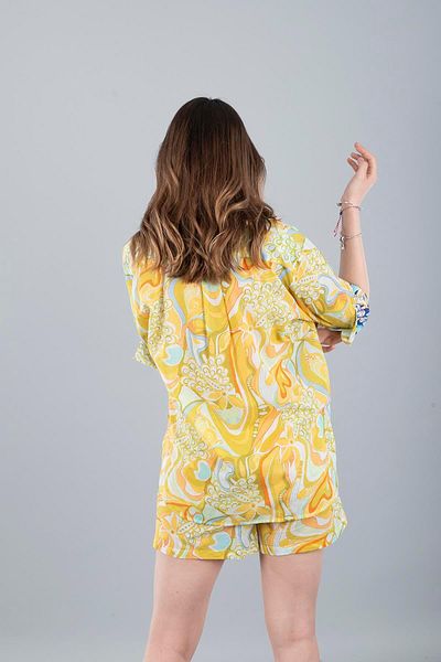 Bonitas Beachwear Voal Shorts Set Yellow Flower