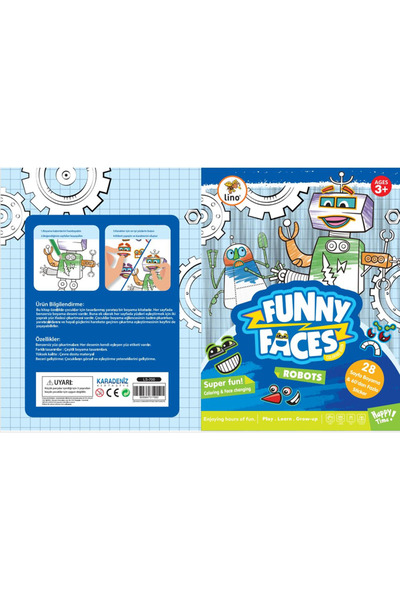 Lino Lino Funny Faces Coloring Book with Stickers Robots