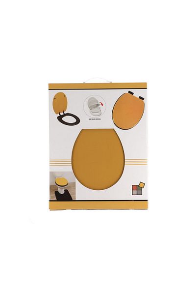 Tendance MDF Wood Toilet Seat with Fixing Kit Ochre and Black 18inch