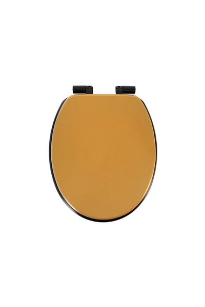Tendance MDF Wood Toilet Seat with Fixing Kit Ochre and Black 18inch