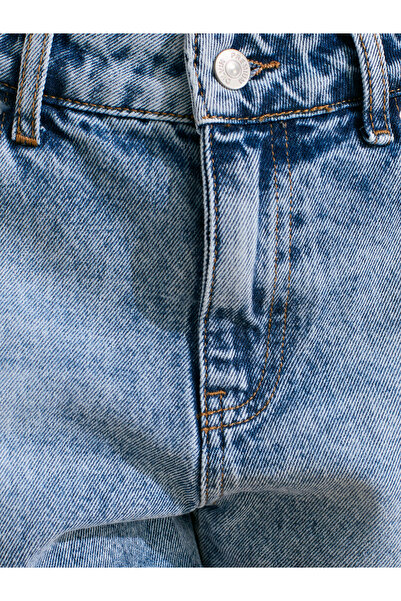 Dilvin 72014 Kar Yıkama Kısa Denim Şort-Mavi