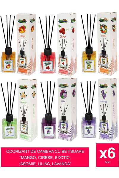 PureLife Room air freshener sticks 120ml 6 Flavors: Mango, Exotic, Cherry, Jasmine, Lilac, Lavender