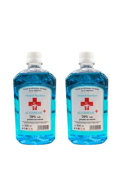 Alcomar Set 2x Alcool Sanitar, Efect Anti-Bacterian, Concentratie 70% alc, 500ml