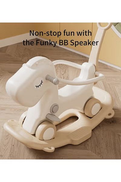 FULLJOY Rocking Horse with Backrest for Toddlers with Detachable Balance Board and Footrest 3 in 1