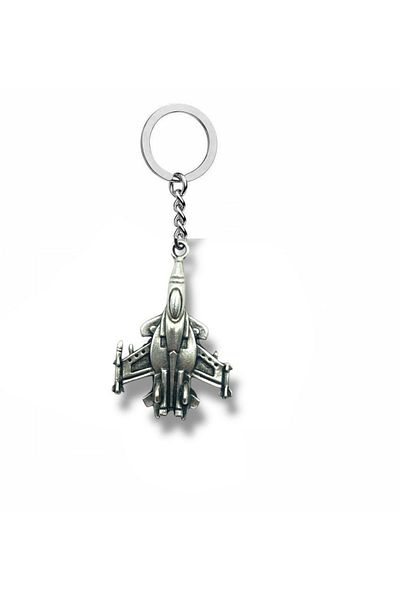 Herşey Nota Jet Plane Figured Keychain – Silver Color Aviation Themed Unisex Accessory