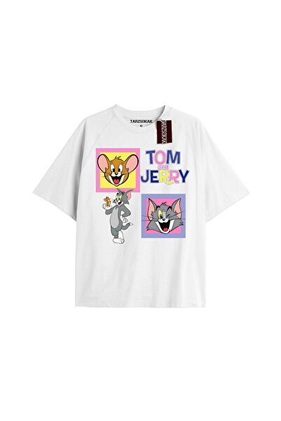 Tarzsokak تي شيرت أبيض للجنسين من رسوم متحركة توم وجيري