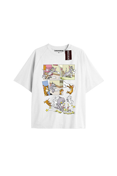 Tarzsokak تي شيرت أبيض للجنسين من رسوم متحركة توم وجيري