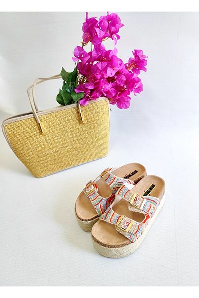 Of&Off Women's Imported Colorful Stone Belted Slippers