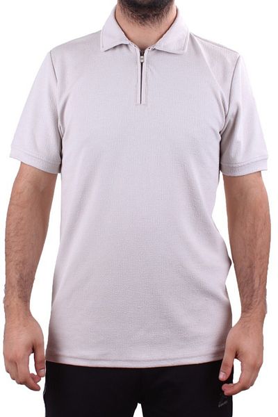 Twister Jeans Twister 2290 Grey Casual κοντομάνικο ανδρικό μπλουζάκι με βαμβακερό γιακά πόλο με φερμουάρ