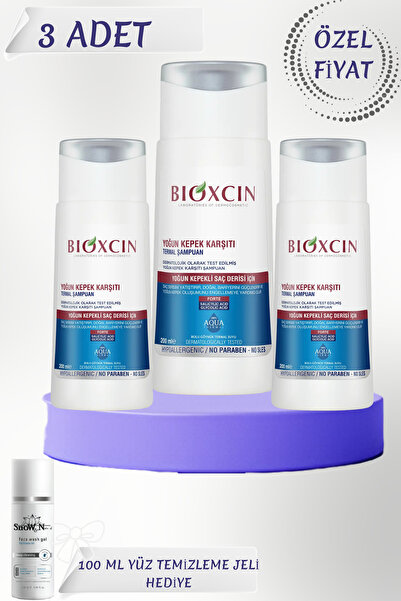 Bioxcin Aqua Thermal DS 200 ml Yoğun Kepek Şampuanı ( 3 ADET ) + 100 ML Yüz Temizleme Jeli HEDİYE