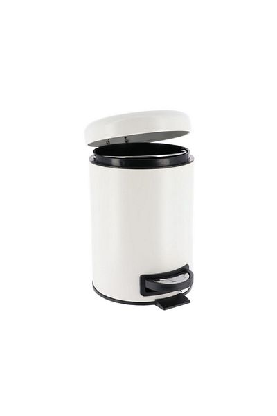 Tendance Durable Plastic Soft Close Fall Brake Lid Pedal Bin Matte White 3Liter
