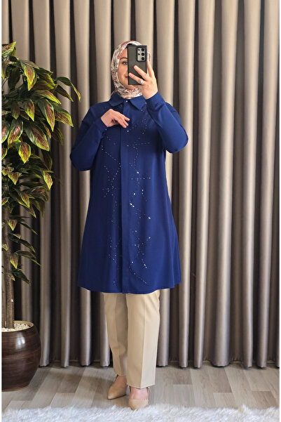 Elmas Tesettür Γυναικεία Ρούχα Μασούρι Πουκάμισο με πέτρες σε μεγάλο μέγεθος