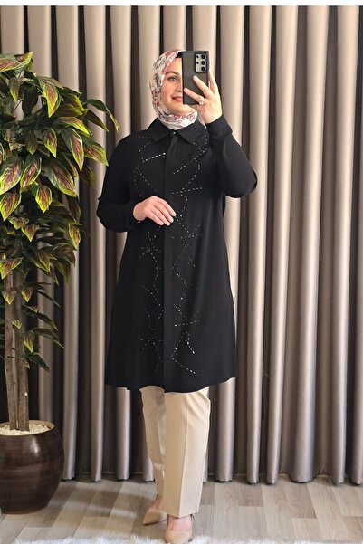 Elmas Tesettür Γυναικεία Ρούχα Μασούρι Πουκάμισο με πέτρες σε μεγάλο μέγεθος