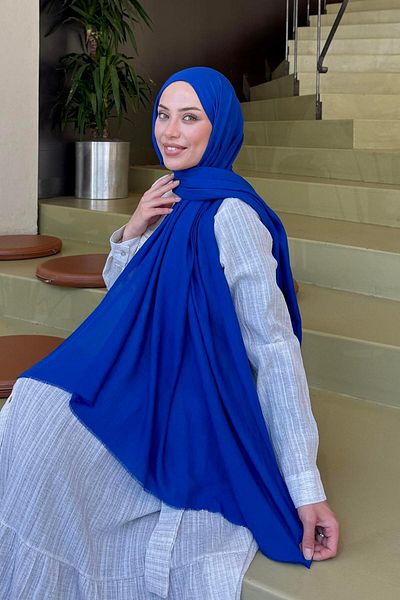 lamelif Organic Premium Şal Saks Blue