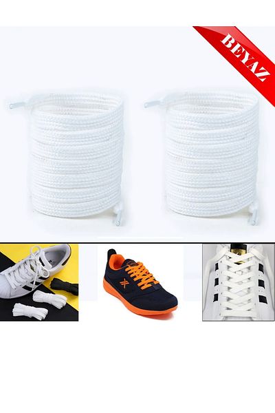 AiryFooT Shoelaces 150 cm Flat Sports Shoelaces White 1 Pair