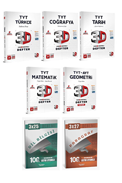 Anla Kazan Yayınları 3D + Anla Kazan TYT Eşit Ağırlık Video Destekli Defter Anla Kazan Deneme Seti 7 li Set