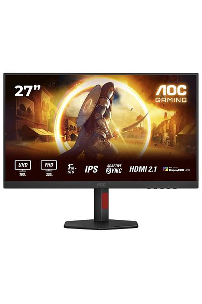 Aoc AOC 27" UHD Gaming Monitor, Fast IPS, 320Hz, 1ms, HDMI/DP, Pivot, Black/Red