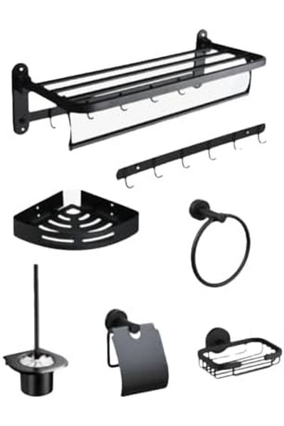 KANA Bathroom Accessories Set - 7 Pieces, Black Color by KANA