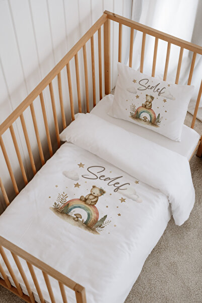 Messido %100 Pamuk Saten Kişiye Özel İsimli Park Yatak Nevresim Takımı 70x120 cm