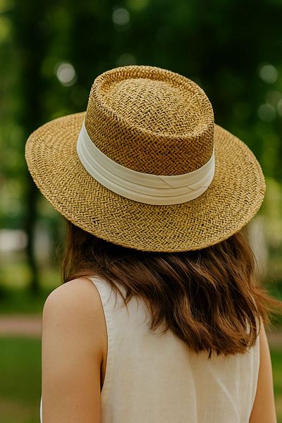 LAGRANZE Women's Banded Round Wide Brim Straw Fedora Hat