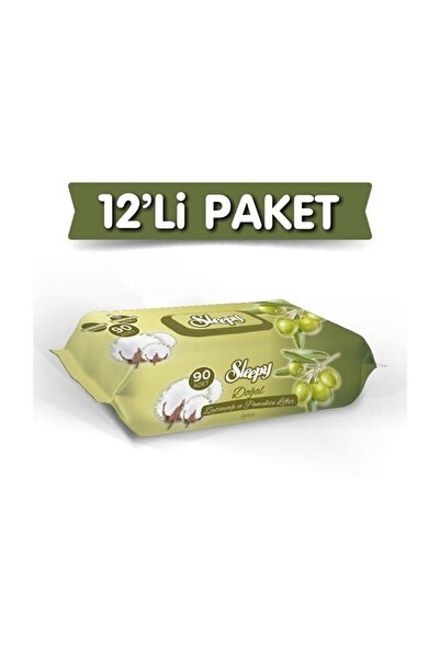 Sleepy Sleepy Doğal Zeytinyağlı Islak Havlu 90 Yaprak X 12 Adet