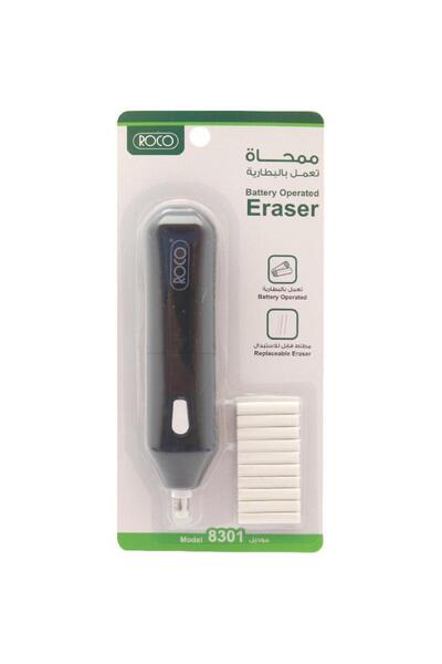 Roco ممحاة يدوية تعمل بالبطارية - لون أسود مع 10 عبوات لإعادة التعبئة لسهولة ...