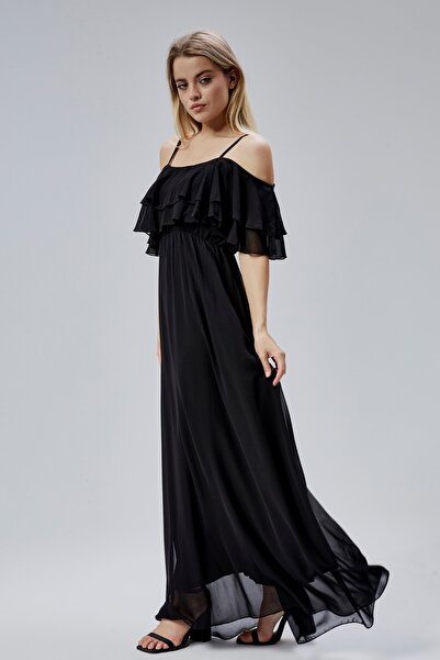 HELVEYS فستان نسائي طويل من الشيفون مع بطانة داخلية أنيقة HV06063138