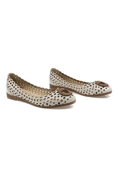 Caspiansea Women's Ballerinas, Caspian, Cas-03, Casual, Natural Leather, Beige, 38