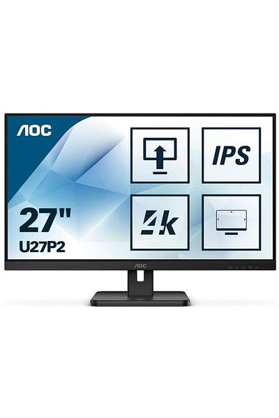 Aoc Monitor UHD de 27", IPS LED, Pivot, HDMI și DisplayPort, difuzoare încorporate, negru