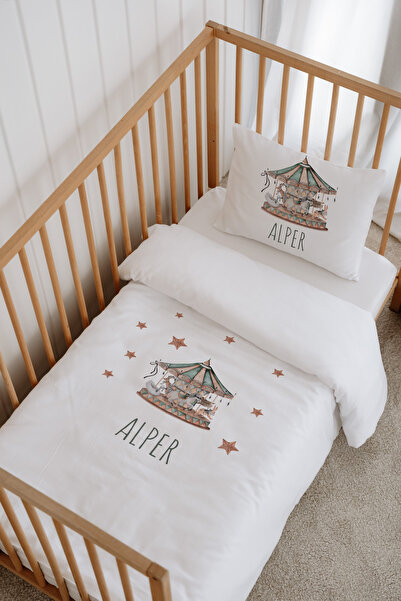 Messido %100 Pamuk Saten Kişiye Özel İsimli Park Yatak Nevresim Takımı 70x120 cm