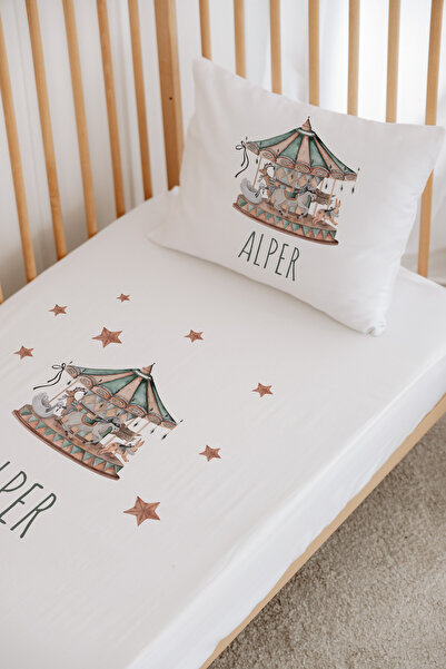 Messido %100 Pamuk Saten Kişiye Özel İsimli Park Yatak Nevresim Takımı 70x120 cm