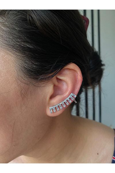 sain jewelry Silver Stone Zircon Plated Earrings