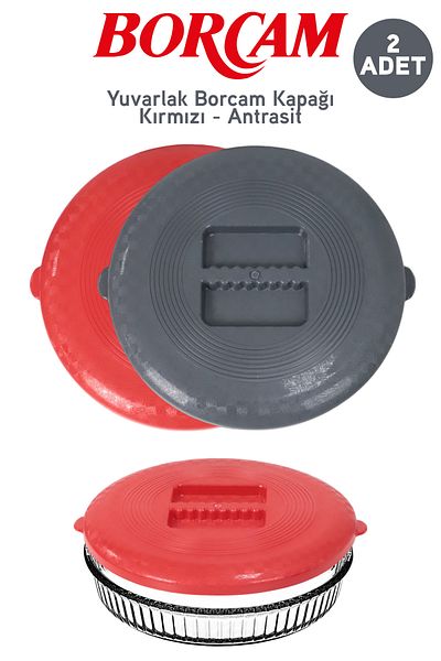 İronika İronika Plastic Round Pyrex Cover Anthracite Red 2 Pieces