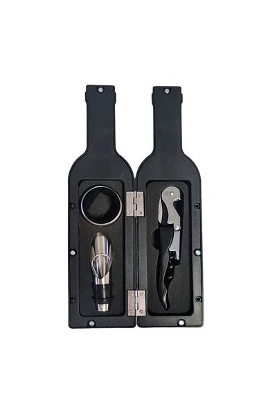 SIKS Gift Set, Wine Accessories, 3 Pieces Included, Wine Bottle Packaging, Black