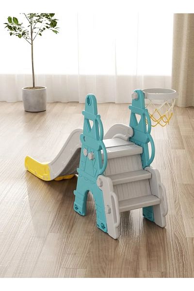FULLJOY Foldable Slide with Base and Basketball for Kids, FJY-07