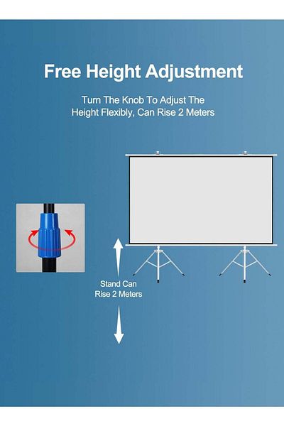 FlashHawk 120 inch 16:9 Portable Projection Screen, White Fiberglass Material, with 2 Tripod Stands