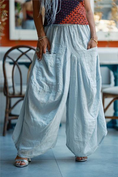 Miss Boheme Gray Color Linen Shalwar with Pocket Detail